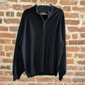 Carnoustie Heritage Collection XL Black Quarter‎ Zip 100% Merino Wool Pullover